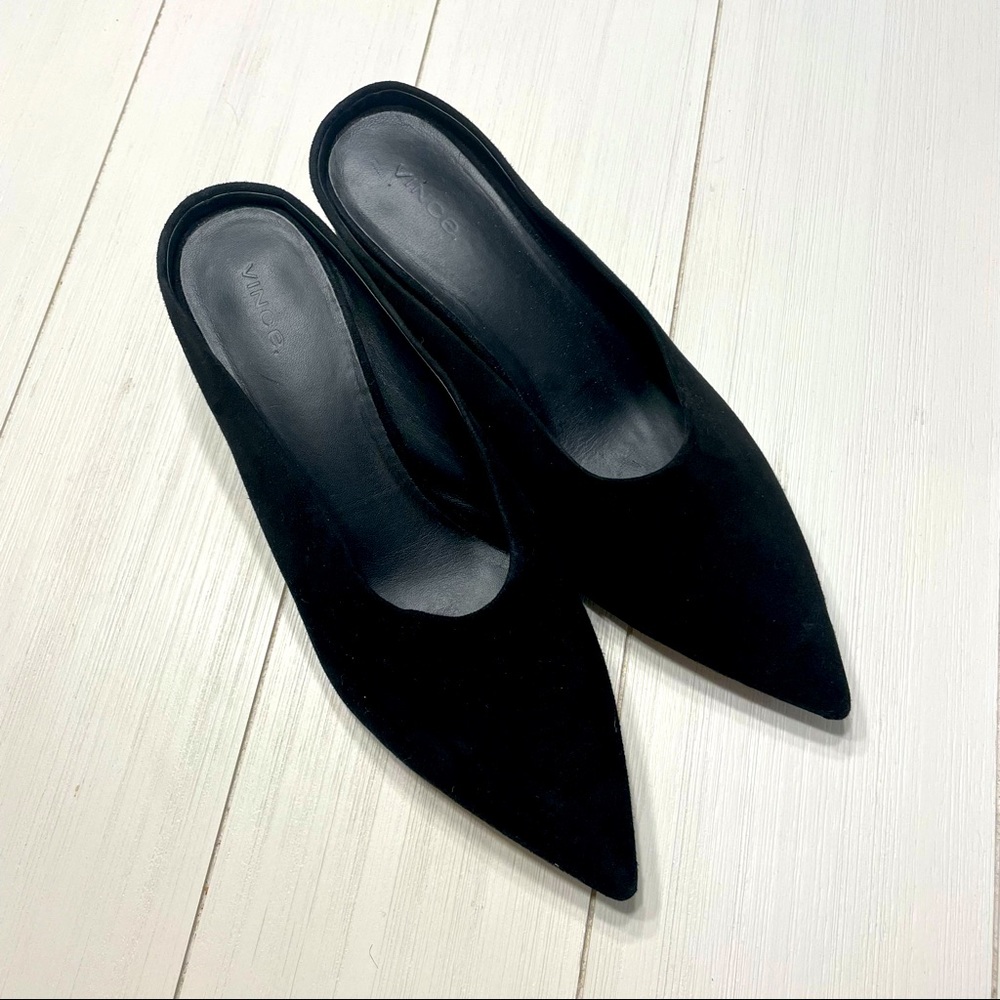 Black Suede VINCE slide heels size 10